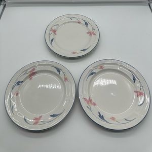 Set of 3 Vintage Citation Avonlea Salad Plate Plates Pink Blue Floral Flowers
